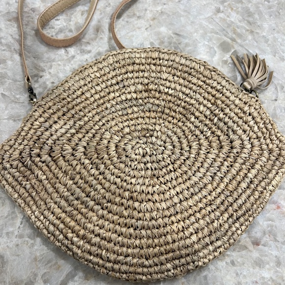 Beaded Evil Eye Raffia Crossbody Bag - Picture 3 of 7